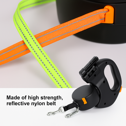 Retractable Pet Leash Automatic Retractable Pet Leash 1 Tow 2 Retractable Double Dog Leash with Flashlight and Bag Dispenser