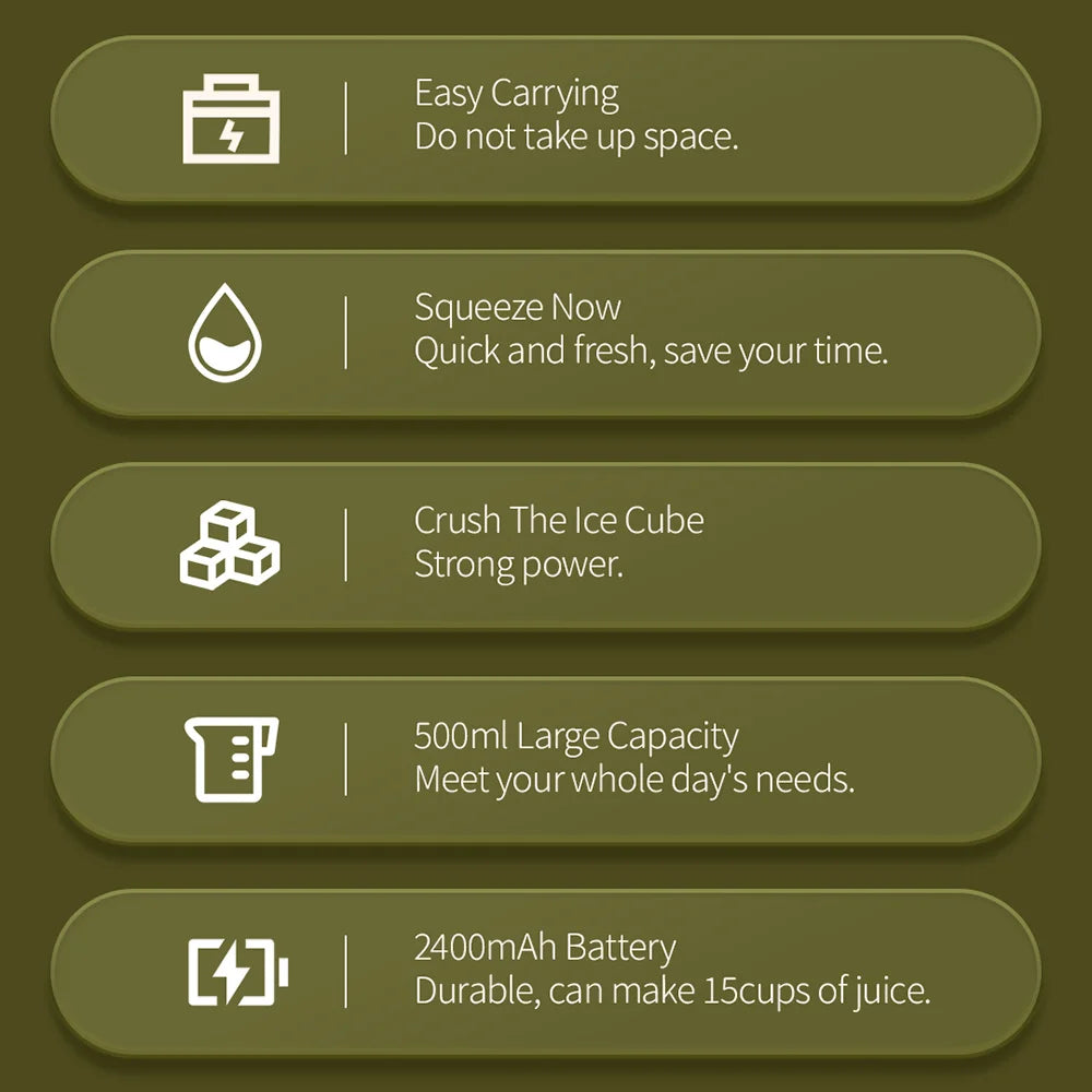 500ml Portable 2400mAh Wireless Fruit Mixers