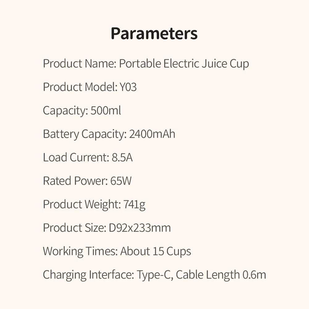 500ml Portable 2400mAh Wireless Fruit Mixers
